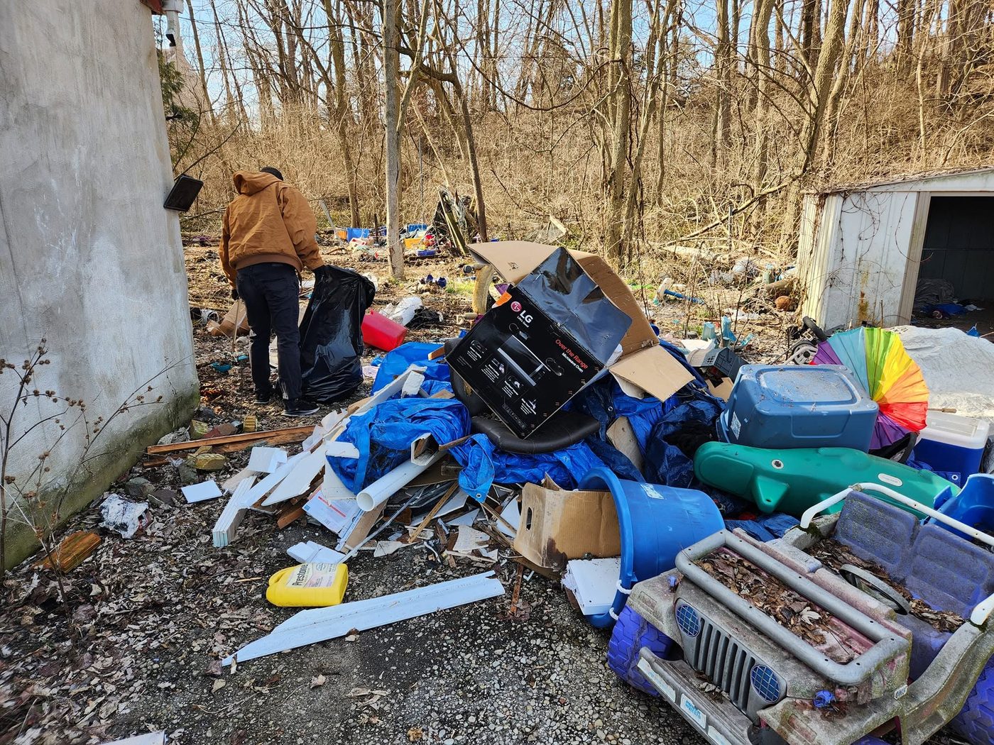 Furniture and junk pulled from a lot